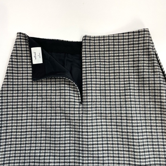 Aritzia Wilfred Wool Cashmere Blend Houndstooth Mini Skirt Sz 8 - Picture 4 of 14